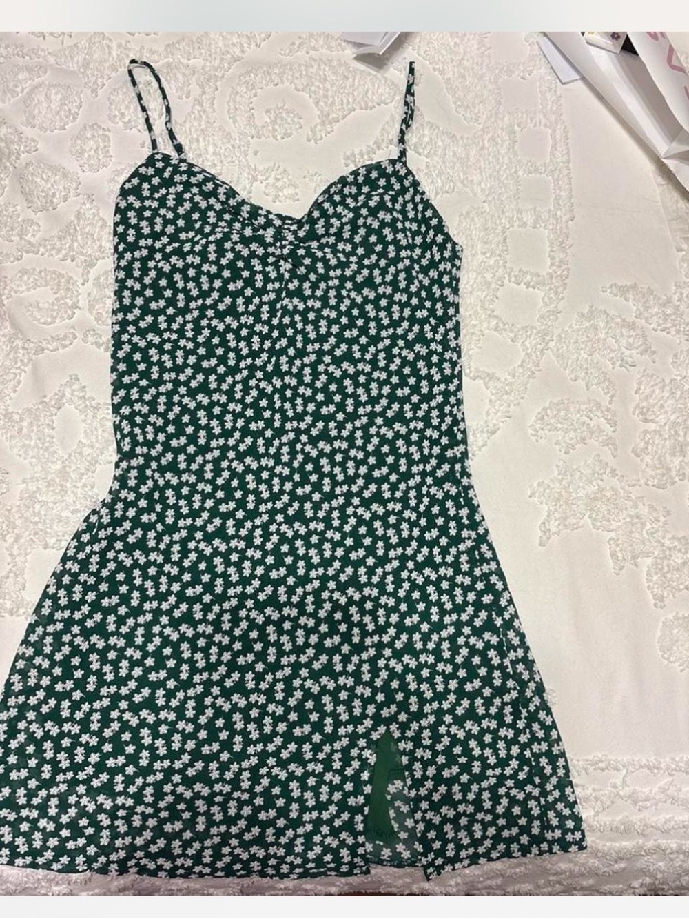 Princess Polly Green Floral Spaghetti-Strap Dress